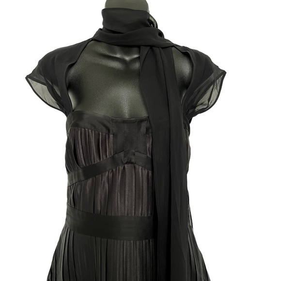 La Perla Black Silk Blend Accordion Pleated Cocktail Evening Gown Size 42 (US 6) - Picture 13 of 15